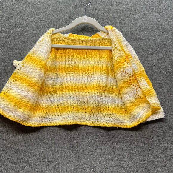 Girls Hand-Knit Cardigan Hoodie Sweater-Gradient Molttled Yellow Size 18-24 MO - Picture 3 of 9